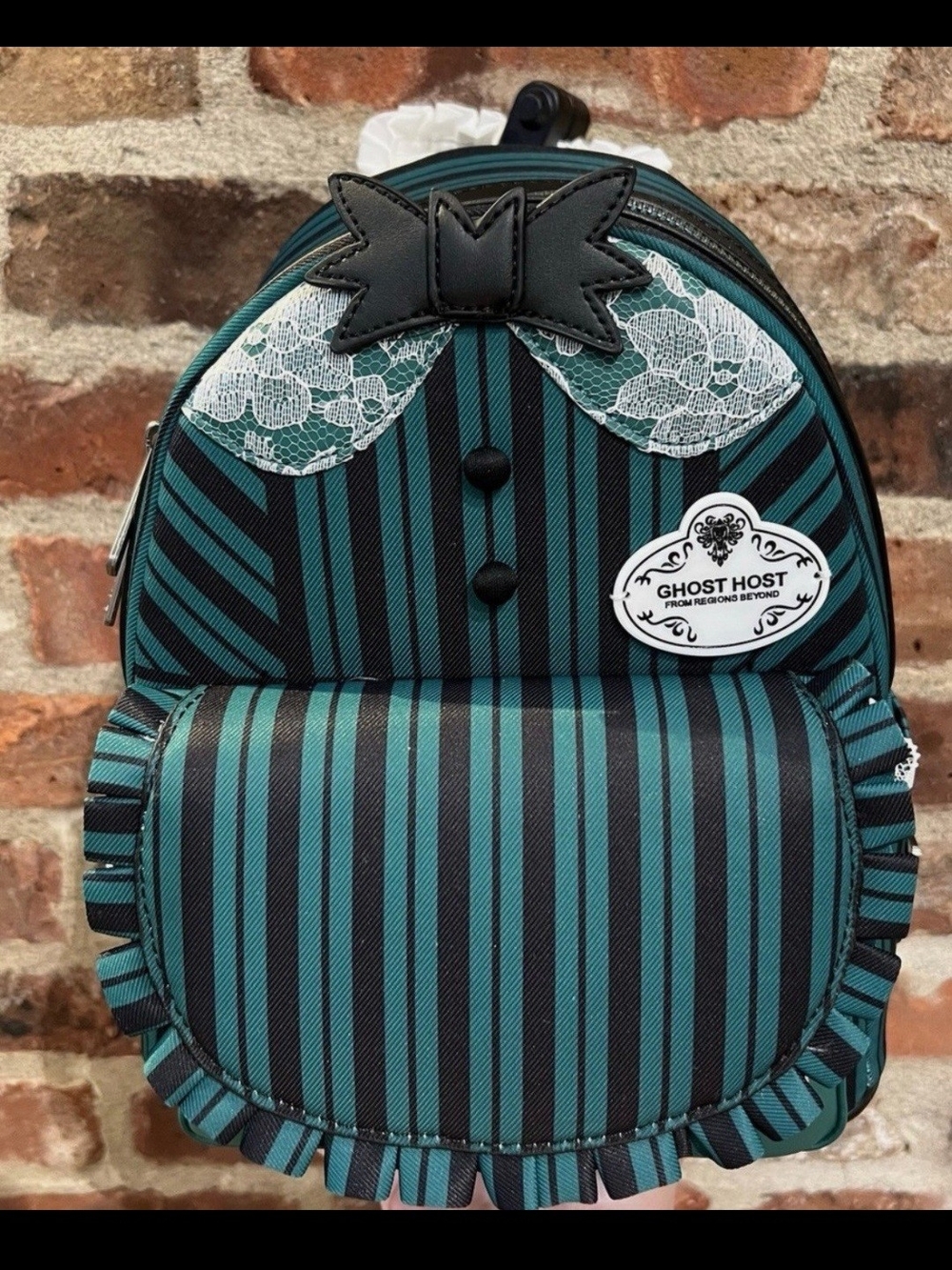 Disney Parks Teal & Black Striped Mini Backpack LOUNGEFLY